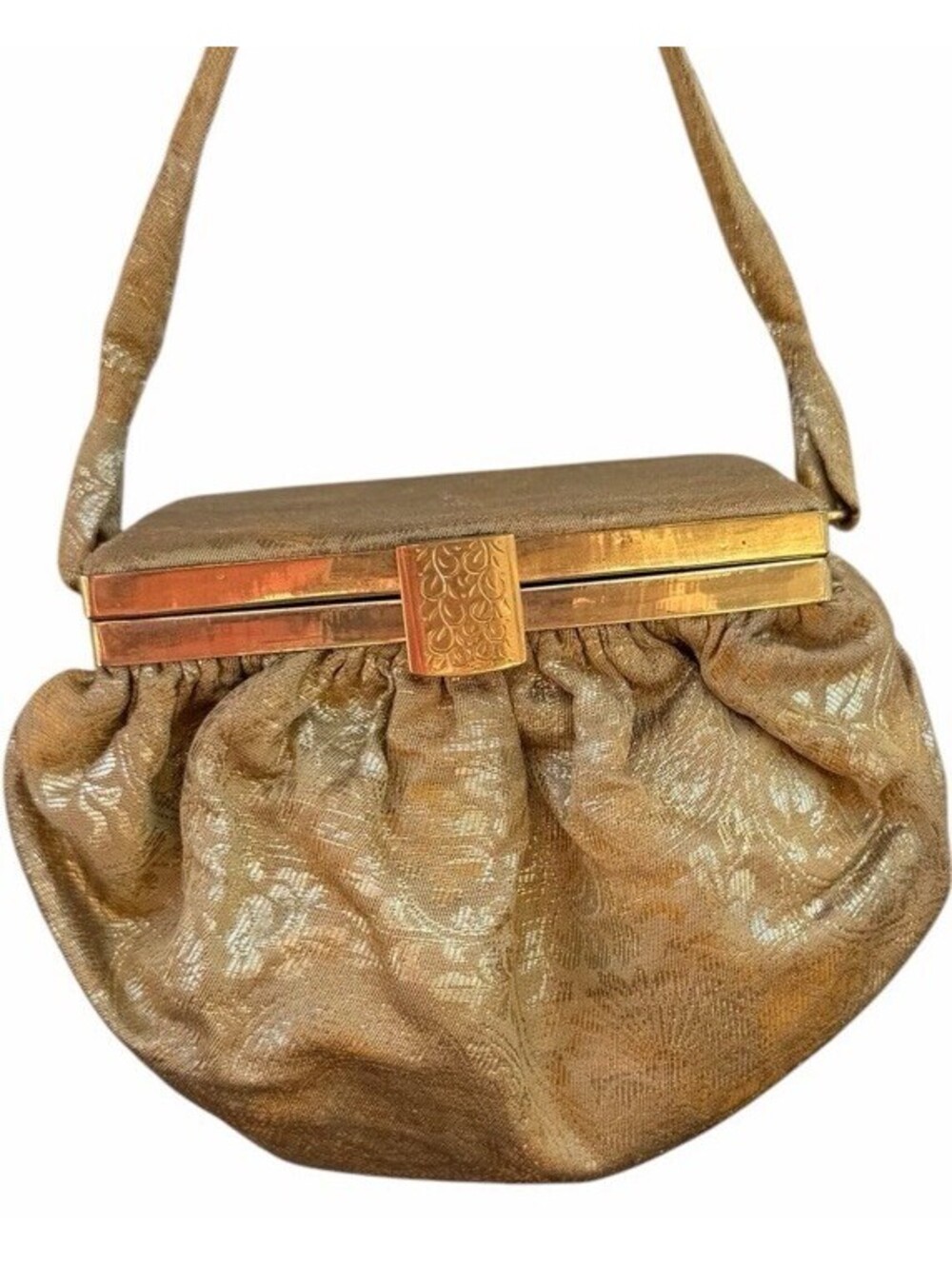 Vintage TORII Ginza Tokyo Gold Brocade Evening Clutch Purse Japan